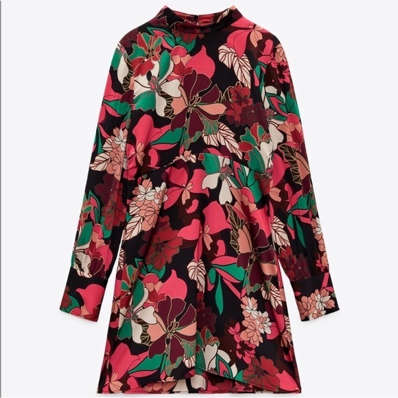 Zara NWT floral print satin effect dress - Picture 6 of 11